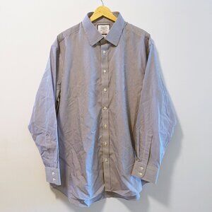 Charles Tyrwhitt Non-Iron Dress Shirt 17.5/35 Navy Pinstripe Classic Fit